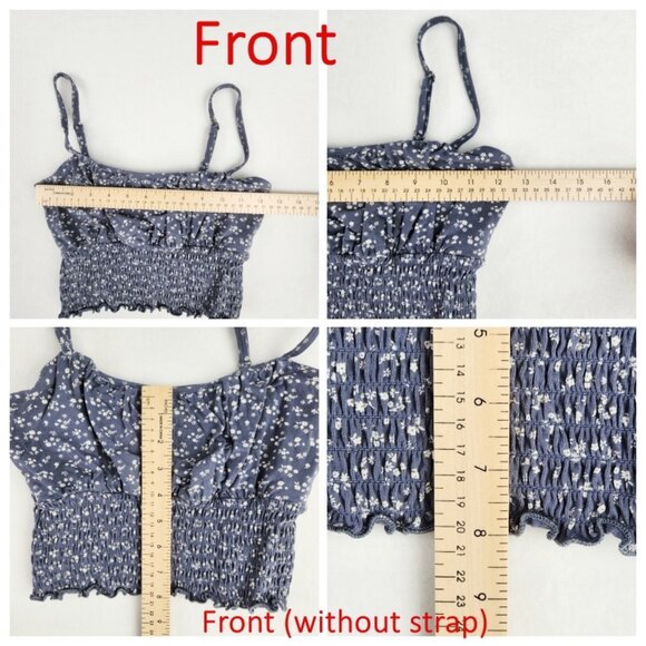 Hollister Womens Crop Top Size S Blue Floral - Picture 6 of 7